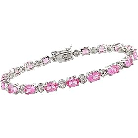 10 1 4 Carat Pink Sapphire and Diamond Bracelet in Sterling Silver, 7 by