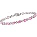 10 1/4 Carat Pink Sapphire and Diamond Bracelet in Sterling Silver, 7"
