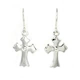 Silver Colored Cross Earrings with CZs