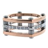 Stainless Steel Ring 316 Tri-Color Rose Gold Plated Polished CZ Diamond Square Band Size 6 by Bucasi