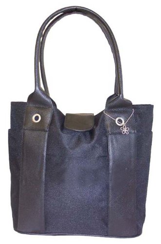 Monarch Ladies Leather Laptop Computer Tote - Black