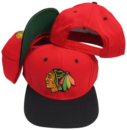 Chicago Blackhawks Red/Black Two Tone Plastic Snapback Adjustable Plastic Snap Back Hat / Cap