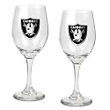 NIB Oakland Raiders NFL 2pc Team Wine Glass Cup Set