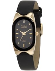 Armitron Womens 752942BLK NOW Diamond Accented Gold-Tone Black Leather Dress Watch