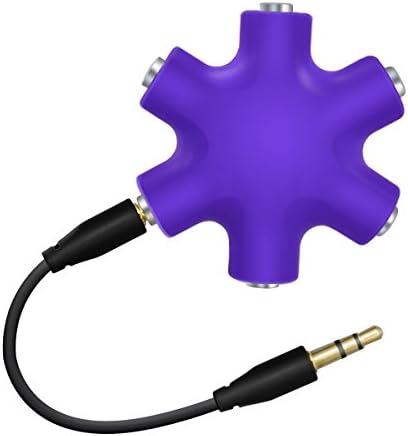 3.5mm 6-Port Multi Headphone Splitter Adapter ,AiSpeed Portable Media Players / Smart Phones with 6 Connector Cords Headset Connector Music Sharing Device for MP3 Player-HA002 Purple