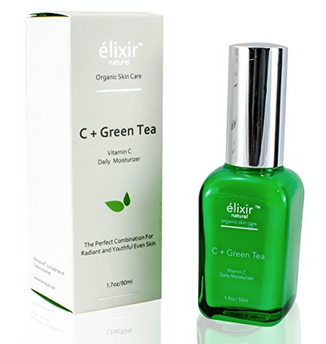 Elixir Naturel Vitamin C + Green Tea Daily Moisturizer for Face - Organic Paraben Free Anti Aging Formula - Best Vitamin C Hyaluronic Acid Cream for Treating Wrinkles, Aging and Dark Spots