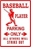 BASEBALL PLAYER PARKING sign * street sport