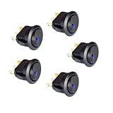 5PC New 16A 12V Round Rocker Toggle Switch Blue LED SPST For All