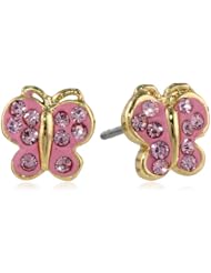 Molly Glitz Girls 14K Gold-Plated Crystal Butterfly Stud Earrings