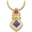 14K Yellow Gold Pink Tourmaline and Iolite Slide Pendant (Chain is not included)