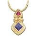 14K Yellow Gold Pink Tourmaline and Iolite Slide Pendant (Chain is not included)