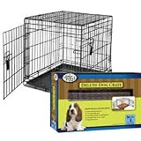 Four Paws K-9 Keeper Double Door Deluxe Folding Dog Crate- 36' length x 22' width x 25' height 4.2-mm wire width