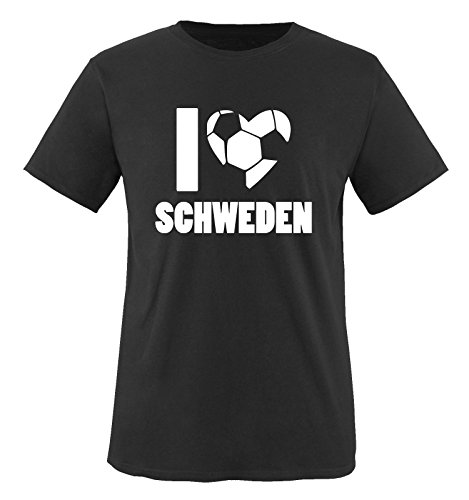 I LOVE SCHWEDEN – Herren T-Shirt – Schwarz / Weiss Gr. M