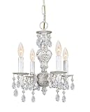 Crystorama 5024-AW-CL-MWP Paris Flea Market Collection 4-Light Mini-Chandelier, Antique White with Majestic Wood Polished Crystals