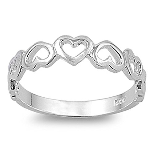 Sterling Silver Women's Cutout Heart Ring (Sizes 3-12)