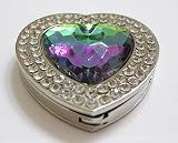Iridescent Rainbow Crystal Heart Surrounded By Diamonds Foldup Hand Bag Purse Hook Hanger