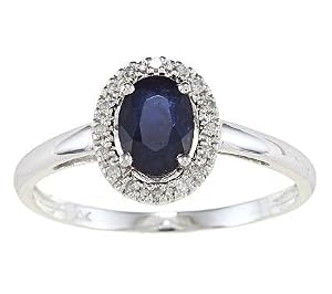Bague en diamants et en Or blanc 10k avec un Saphir (1/10 ct)