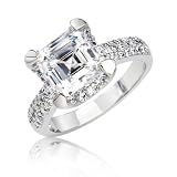 Bling Jewelry Sterling Silver Asscher Cut Cubic Zirconia Engagement Ring 3ct