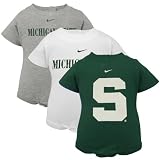 Nike Michigan State Spartans Infant Green, White & Ash 3-Pack Creeper Set