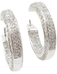 Women 14k White Gold 1.27ctw diamond Hoop earring 13 25395 Size 6.87