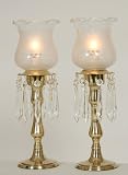 Pair of 1940's Glass Candlestick Boudoir Lamps