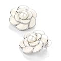 Flower Pierced Fashion Earrings White & Silver