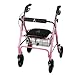 Show your support for the fight against breast cancer with this adjustable unit that assists withwalking and sitting Sturdy, lightweight metal design includes a shopping basket; PVC handgrips have pull-to-stop, push-to-lock brakes Black 14Lx14W" padded seat and padded backrest add comfort; 250-lb. capacity Seat height is 22" design includes 6 height-adjustment holes, 1" apart; folds to 12W" and weighs just 16 lbs.; 34Hx25Wx10D" This item may be eligible for reimbursement from your health plan or taxes