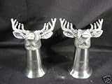 Jagermeister Deer Head pewter shot glasses set of 2