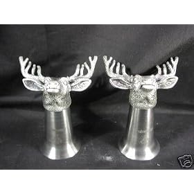 Jagermeister Deer Head pewter shot glasses set of 2