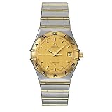 1212.10.00 Omega Constellation Mens Brushed Steel Watch Two Tone Champagne Full Gold Bars Swiss... by Omega