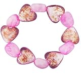 Pink And Orange Heart Murano Glass Bracelet