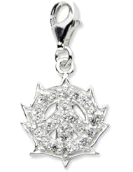Sterling Silver Click on CZ Peace Sign Charm