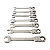 Crescent FRP7 7 Piece 5/16-Inch to 3/4-Inch 72 Tooth Ratcheting Pivot Head Combination Wrench Set