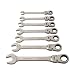 Crescent FRP7 7 Piece 5/16-Inch to 3/4-Inch 72 Tooth Ratcheting Pivot Head Combination Wrench Set