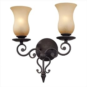 Troy Lighting B1300FI Portobello 2 Light Wall Sconce in French Iron with Gradated Amber glass