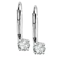 14k White Gold Lever Back Diamond Earrings (.37 cttw, J-K Color, I2-I3 Clarity)
