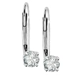 14k White Gold Fixed Leverback Diamond Earrings (.37 cttw, J-K Color, I2-I3 Clarity)