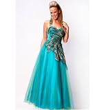 Nina Canacci Juniors Teal Peacock Design A-Line Formal Gown Size 0-18