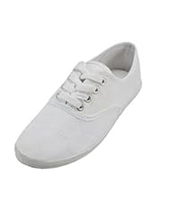 Shoes: AimTrend Womens Canvas Lace Up Sneakers White-7