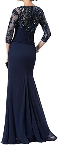 UniWedding Navy Lace Sleeves Mother of the Bride Dress Chiffon Casual Dress 16