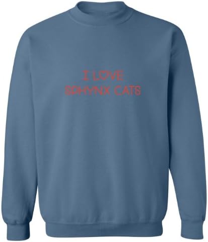 Mashed Clothing I Love Sphynx Cats Adult Sweatshirt (Indigo, 3XL)