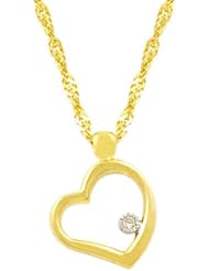 14 Karat Yellow Gold Diamond Heart Necklace (16 inch)