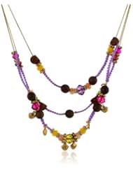Betsey Johnson "St. Barts" Skull Bead Macrame Illusion Necklace, 21"