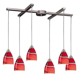 Pierra - 6 Light Kitchen Island Pendant Track Lighting Fixture - Brushed Nickel - Amber -... by Elk