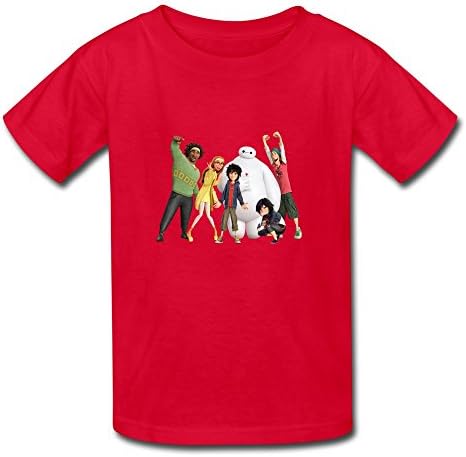 JIEN Youth Big Hero 6 Baymax Team Kids Boys And Girls T-Shirt - M Red
