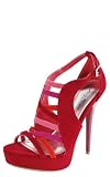 Socialite39 Colorblock Stripe Strappy Cutout Heels RED