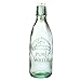 Amici Home Water Tap Glass Bottle | 34 Oz | Water Bottle with Airtight Swing Top Lid for Water, Milk, Juice, Iced Tea | Italian Made, Recycled Glass with Green Tint (Set of 2)