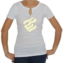 Womens Rocawear white t-shirt top. Very high quality urban designer shirt with gold logo design on the front and gold logo embroidery on the back.