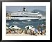 Acapulco Beach with Cruise Ship in Port, Acapulco, Guerrero, Mexico Places Framed Art Poster Print by Mark Newman, 31x25