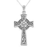 Sterling Silver Celtic Cross Pendant, 18"